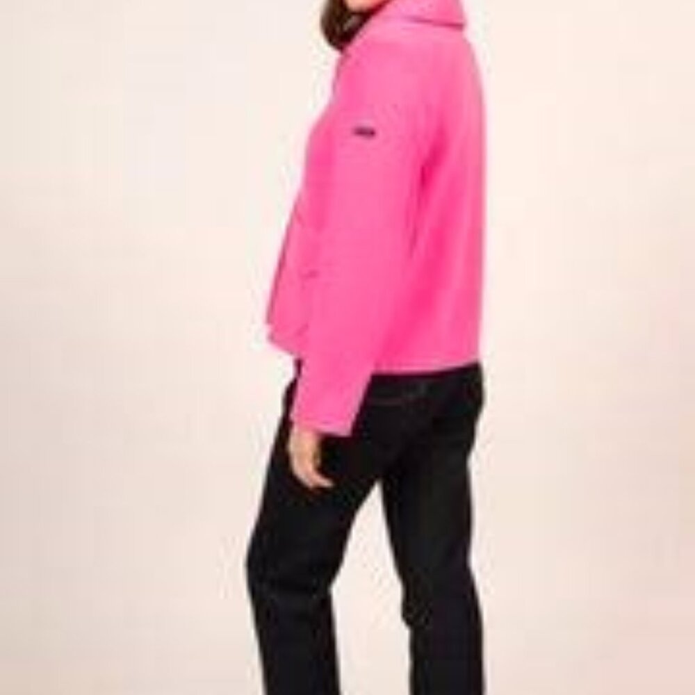 SAINT JAMES Women's Pink Full Zip Wool Hoodie Sweater - 8 - FRANCE